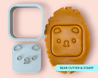 Bear Cookie Cutter and Stamp, Animal Theme Baking Tool