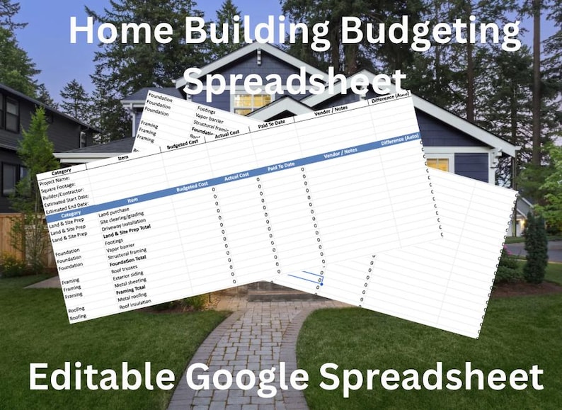 Building Spreadsheet Home Building Budget Spreadsheet | Customizable Construction Cost ...