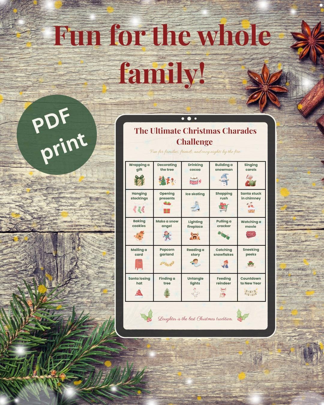 Christmas Charades Game | Family Christmas Activity | Holiday Party ...