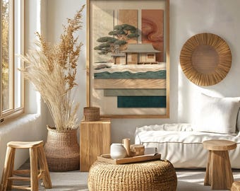 Japanese Zen Garden Print | Traditional House Wall Art | Digital Download