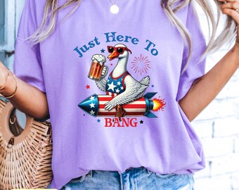 4th of July Goose TShirt | Patriotic Goose Shirt | Funny July Fourth Tee | Fireworks Beer Rocket Graphic Apparel | Independence Day Tshirt