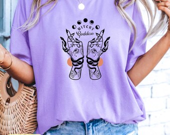 Witchy Goddess Comfort Colors T-Shirt, Spooky Halloween Tee