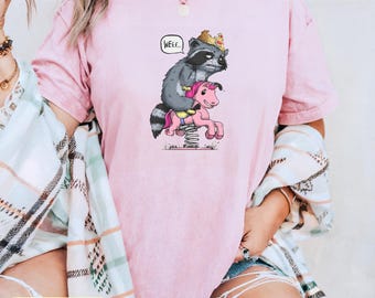 WEEE Raccoon Riding Unicorn Shirt | Funny Chaos Graphic Tee | Weird Humor T-Shirt