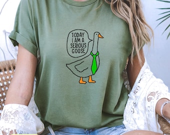 Serious Goose T-Shirt | Funny Animal Line Art Tee
