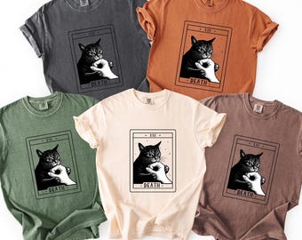 Tarot Card Black Cat Comfort Colors Shirt, Witchy Halloween Gift
