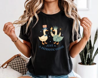 4th of July Goose TShirt | Patriotic Geese Shirt | Liberty Statue Uncle Sam Tee | Independence Day Apparel | Funny July Fourth Gift Tshirt