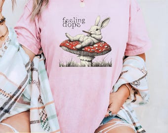 Trippy Rabbit Graphic T-Shirt | Funny Stoner Bunny Art, Unisex