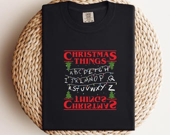 Christmas Alphabet Lights Tee • Retro Holiday Lettering Shirt