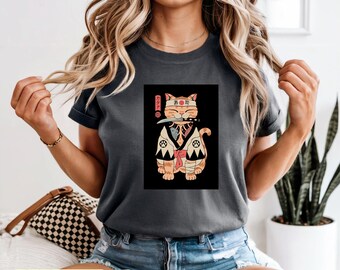 Samurai Cat T-Shirt | Japanese Sushi Art, Comfort Colors Tee