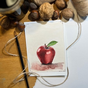 Originale Aquarellpostkarte – Fruchtillustration | Naturkunst | Einzigartiges Aquarell | L’Atelier d’Eneau