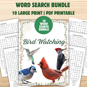 Birdwatching Word Search Puzzles for Seniors | Large Print Brain Games (PDF Download)