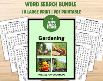 Gardening Word Search Puzzles for Seniors | Large Print Brain Games (PDF Download)