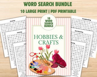 Hobbies and Crafts Word Search Puzzles | Large Print Brain Games for Seniors | PDF Download