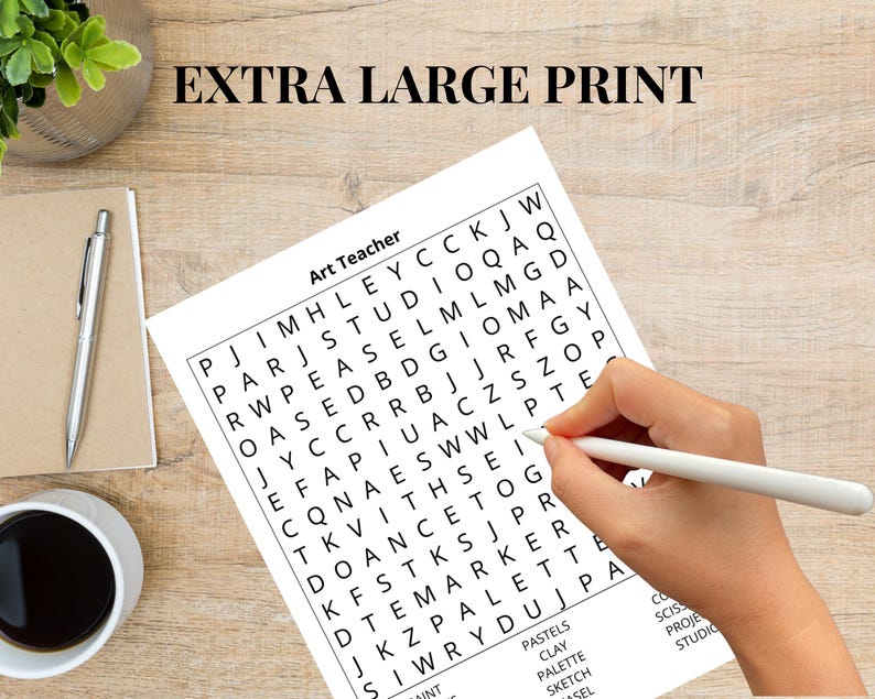 Teacher Appreciation Word Search Puzzles for Seniors | Large Print ...