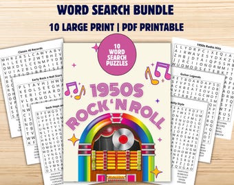1950年代ロックンロールワードサーチパズル｜大判文字脳トレゲーム（PDFダウンロード）