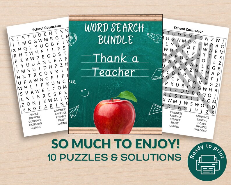 Teacher Appreciation Word Search Puzzles for Seniors | Large Print ...