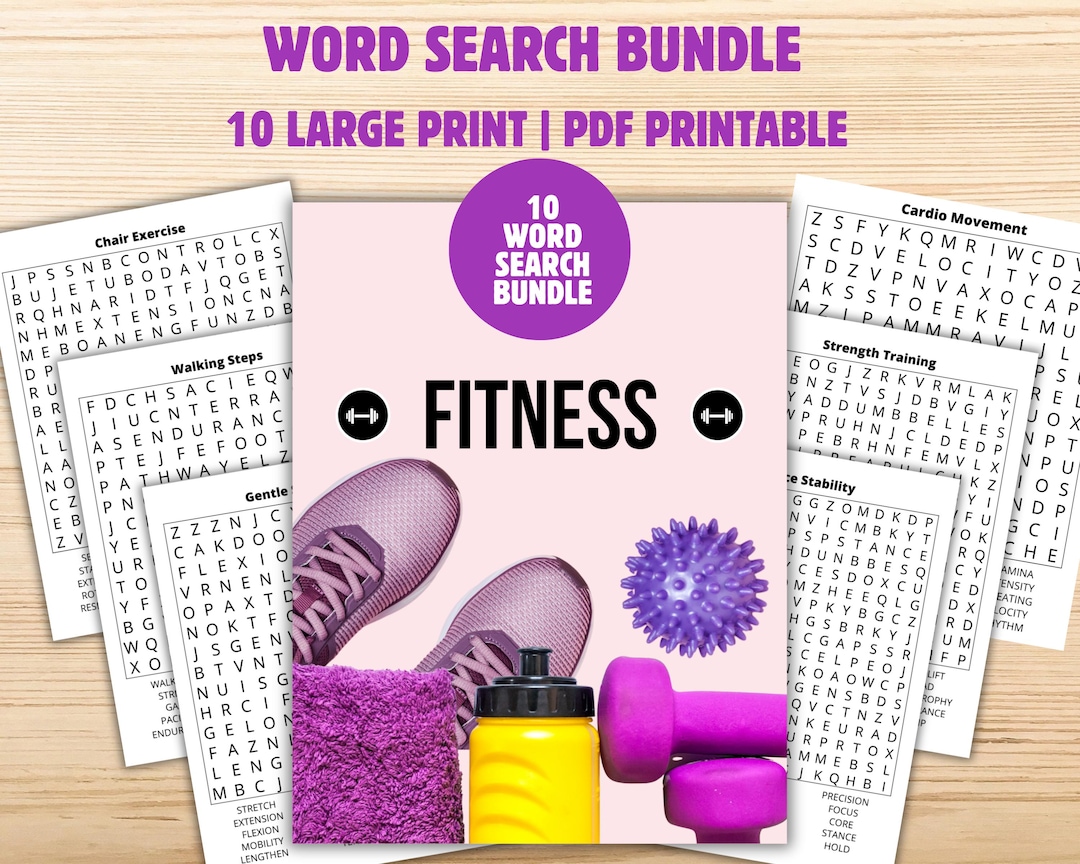 Fitness Word Search Puzzles for Active Adults | Large Print Brain Games ...