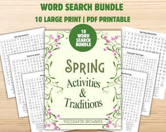 Spring Word Search | Large Print Puzzles for Seniors | Activities & Traditions | Printable PDF