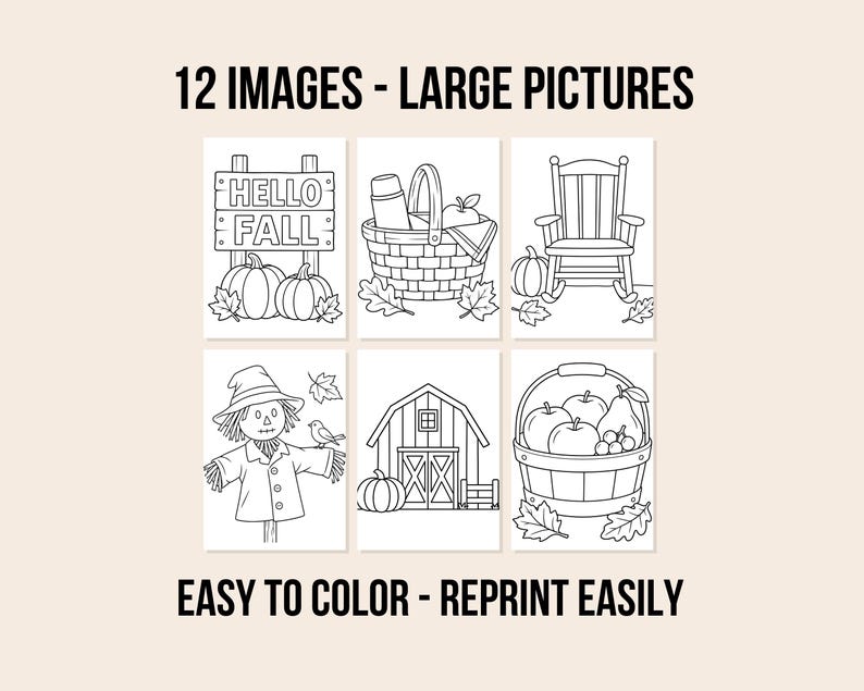 Fall Coloring Pages for Seniors | 12 Simple Caregiver Designs | Memory ...