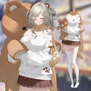 Nallebjörnsmys | VTuber-klädtillgång | Live2D-klädmodell | VTS dynamiskt lager