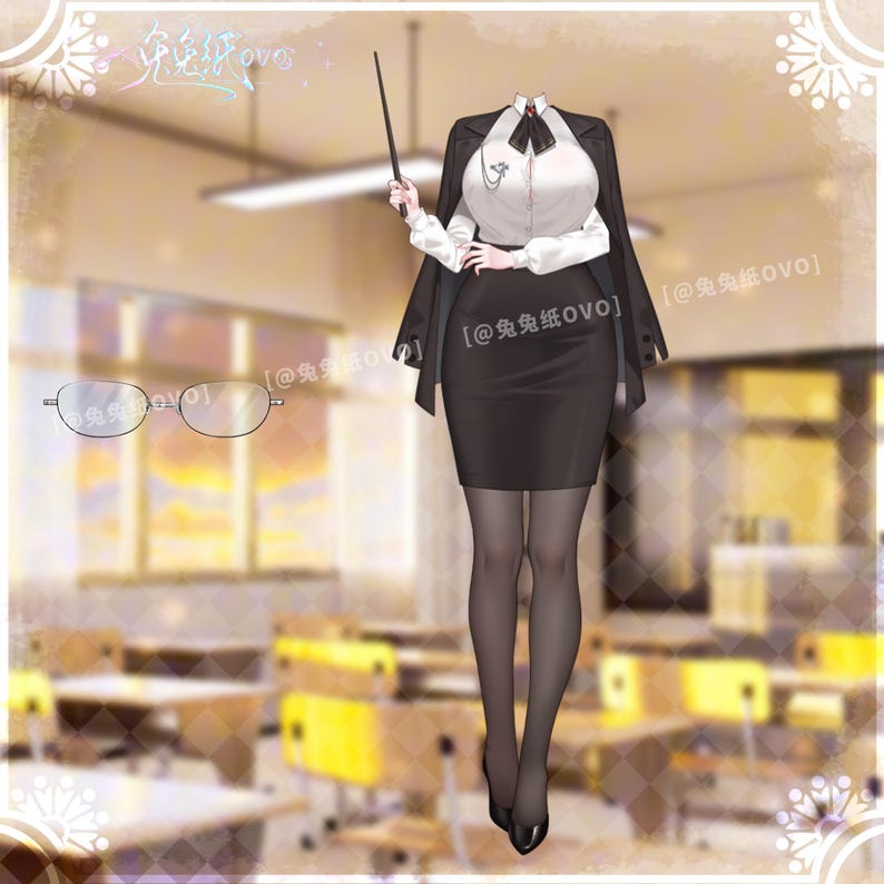 Elegant Teacher Outfit Live2D | VTuber Professor Style | VTube Studio Asset image 7