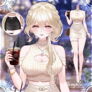Elegante zomerjurk om te shoppen | Live2D VTuber outfit met handgebaren