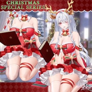 VTuber Christmas Outfit Clothing | VTS Dynamic Outfit | Live2D Dress Asset