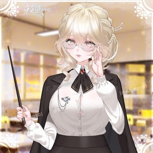 Elegant Teacher Outfit Live2D | VTuber Professor Style | VTube Studio Asset image 1