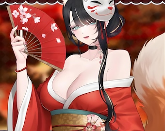 Fuchs Hochzeit VTuber Outfit | Elegantes Hintergrundset, Live2D Zubehör