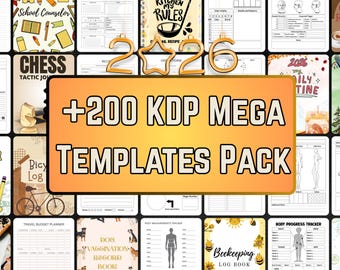 2026 Mega Vorlagen Paket | 200+ KDP Innenräume | Bearbeitbare Canva Planer, Journals & Tracker | Sofortiger digitaler Download