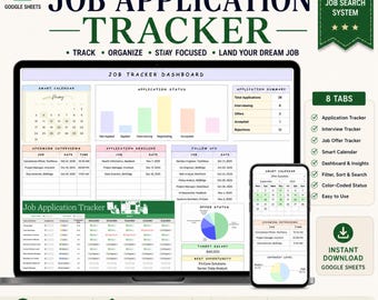 Bewerbung Tracker Google Sheets | AI Prompts, Lebenslauf, Vorstellungsgespräch, Linkedin-Optimierung (Digitaler Download)