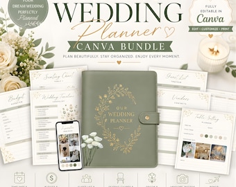 Ultimative Hochzeitsplaner Canva Vorlage | Bearbeitbare Hochzeitsmappe | Hochzeit Organisator Printable | Hochzeitsplaner | Hochzeits Checkliste