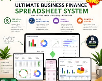 ProfitFlow OS | Ultimatives Kalkulationstabellensystem für Unternehmen | Vorlagen für Budget, Buchhaltung, crm/Schulden-Tracker/Mieteinnahmen