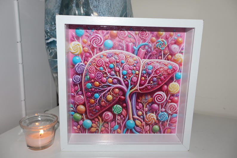 Candy Liver Shadow Box Art, Liver Transplant Anniversary Gift, Lollipop ...