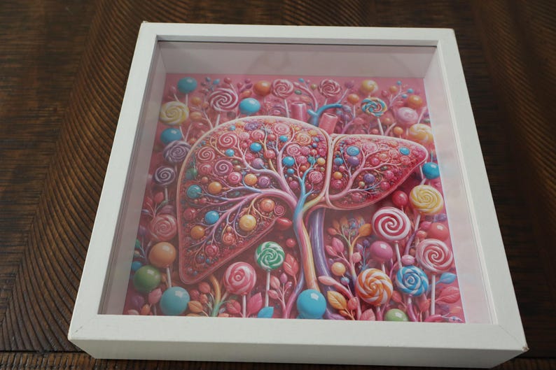 Candy Liver Shadow Box Art, Liver Transplant Anniversary Gift, Lollipop ...