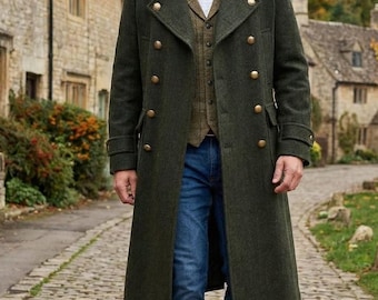 Vintage German Loden Wool Coat: 80s/90s Retro Trench, Men's Large