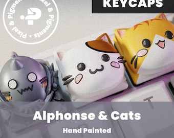 Teclas - Gato de metal - Pintadas a mano