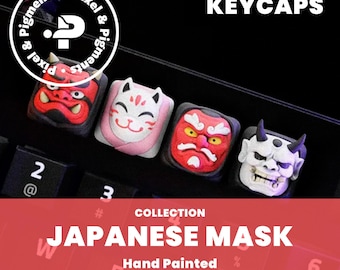 Teclas - Máscara Oni Japonesa - Pintadas a Mano