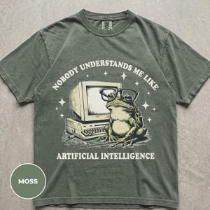 Funny Frog Shirt, Retro Computer Graphic Tee, Artificial Intelligence Humor Shirt, Programmer Gift, Nerdy Office Humor Tech Lover Tee