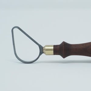 Tungsten Carbide Pottery Trim Tool w/ Hand Turned Walnut Handle - Pear Shape Tool Head