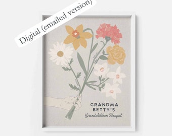 Birth Flower Bouquet, Digital Delivery, Custom Flower Bunch, Personalized Garden, Birth Flowers, Gift for Grandma, Grandmas Garden