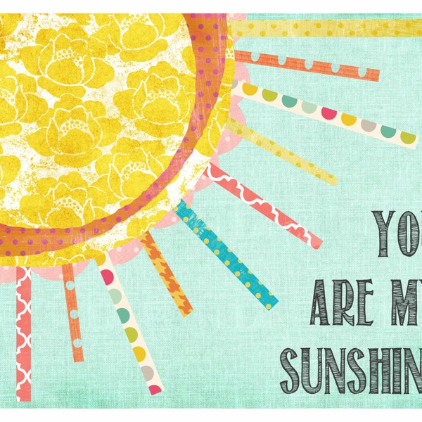 You are My Sunshine, Wall Art, Chidren's Wall Decor, Girl Nursery, Pink & Yellow Decor, Print, Sunshine Art, My Only Sunshine, LilyCole,