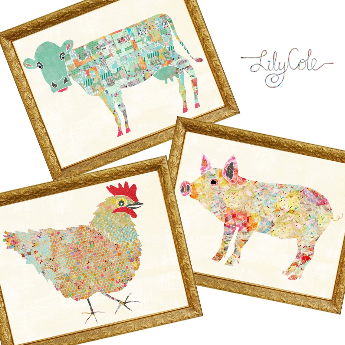 Farm Animals Wall Art Kitchen Bathroom Nursery Wall Art Etsy