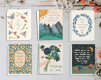 Thinking of You Sympathy Card Grief Cards Pack of 6 Sorry for your loss Funeral Grief Gift Loss Notes Sympathy Illness Cancer Pet Loss Gift