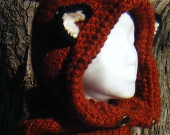 Fantasy Fox Cowl with Hood size Teen/Adult, MADE - To - ORDER, Custom colors