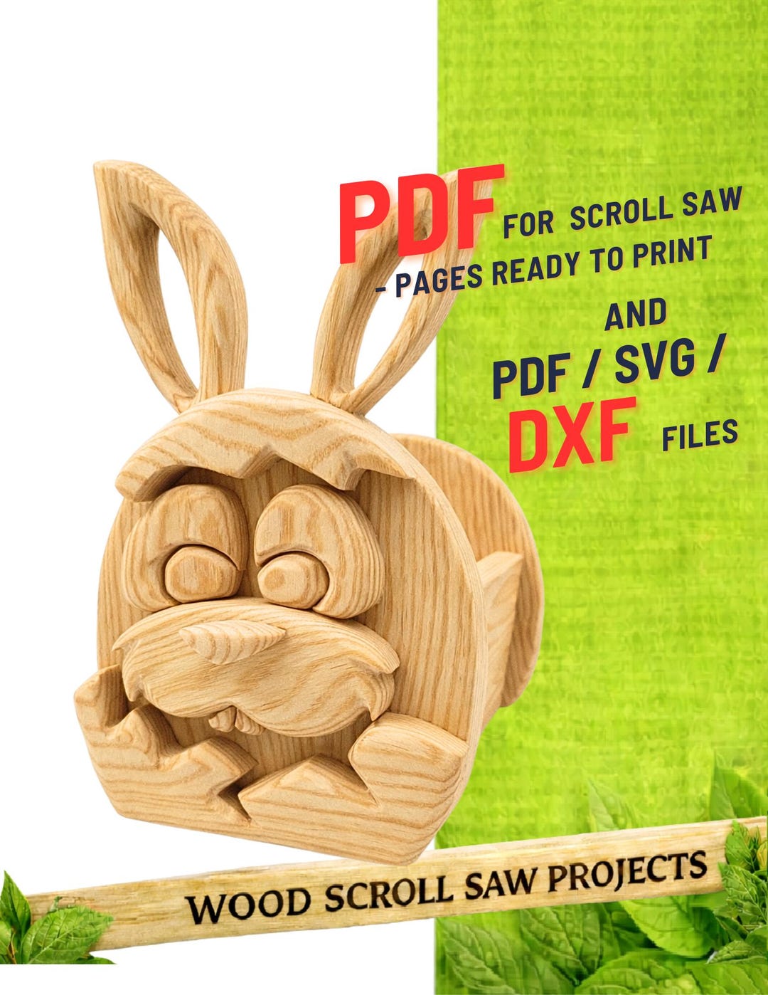 Easter Bunny Egg Box | Scroll Saw Pattern (PDF, SVG, DXF) No.3 - Etsy