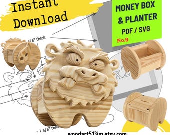 Wooden Animal Money Box & Planter | Scroll Saw Plans (PDF/SVG) Beaver