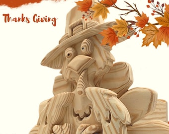 Turkey Planter Box Scroll Saw Pattern | Thanksgiving Decor (PDF & SVG)
