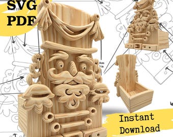 Woodworking Christmas Box  | Scroll SawPattern | Nutcracker   PDF SVG | Rustic Holiday Home Craft