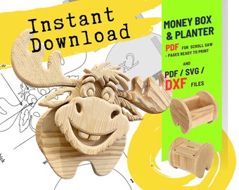 Woodworking Moose no.3  Design for Unique Home & Garden Decoration | PDF | SVG | DXF | Scroll Saw